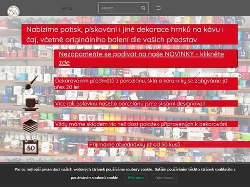 hledáte potisk hrnků? hrnky s pískováním? originální balení hrnků na kávu i čaj, i v sadách. firemní hrnky a šálky, plecháčky, skleničky na víno i na pivo