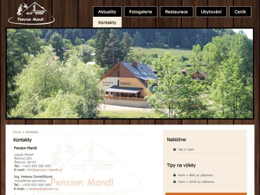 pension mandl - znovu otevření 2011. restaurace, ubytování, svatby, hostiny, oslavy, firemní večírky, atd. - pension mandl