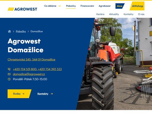 agrowest domažlice se specializuje na prodej a servis zemědělských strojů.