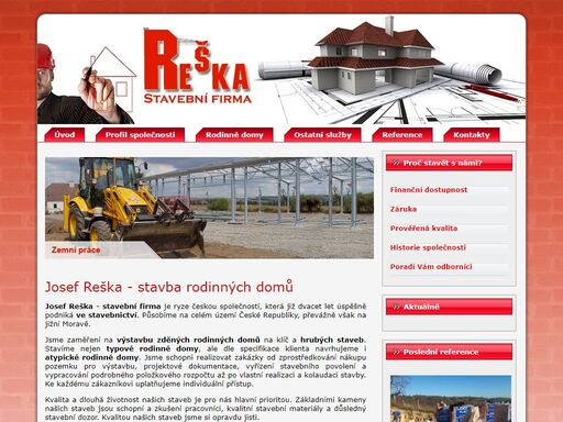 stavební firma - josef reška bučovice. stavba rodinných domů, rekostrukce, zemní práce, fasády, omítky, řemesla, sádrokartony, doprava.