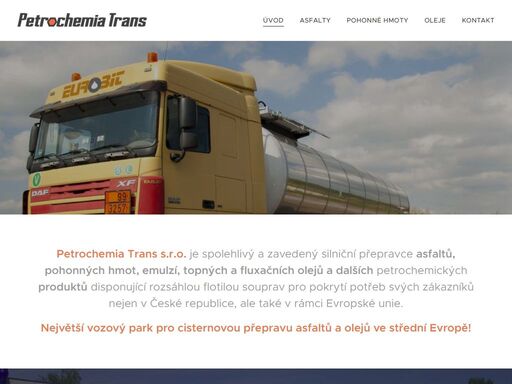 mezinárodní cisternová přeprava horkých asfaltů, emulzí, olejů a phm - petrochemia trans s.r.o.