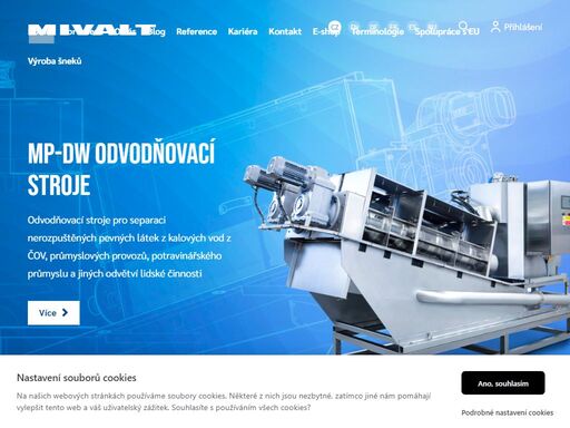 mivalt s.r.o. - původní český výrobce šroubového lisu pro odvodňování kalů. dmychadla, ponorná kalová čerpadla, biofiltry, kompresory, elektromagnetické - solenoidové ventily.