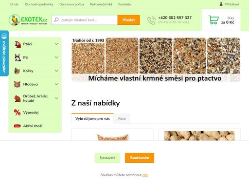 krmiva a chovatelské potřeby karel sládek granule pro psy kočky ptáci zverimex