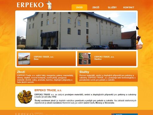erpeko trade, a.s. se zabývá výhradně prodejem surovin, přípravků a potřeb pro pekaře a cukráře. dále zajišťujeme rozvoz objednaného zboží po celé české republice a západním slovensku. erpeko trade, a.s. poskytuje technologické poradenství pro pekárny a cukrárny.