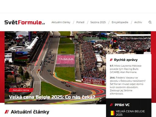 články a zpravodajství ze světa formule 1, exkluzivní fotogalerie, komentáře a jedinečná encyklopedie týmů, jezdců a velkých cen.