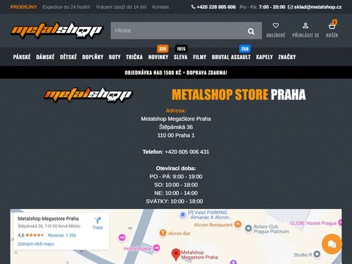 prodejna praha,  adresa: metalshop megastore prahaštěpánská 36110 00 praha 1telefon: +420 605 006 431otevírací doba: %open_time% jak...