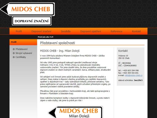midos cheb - ing. milan dolejš - dopravní značení, svodidla