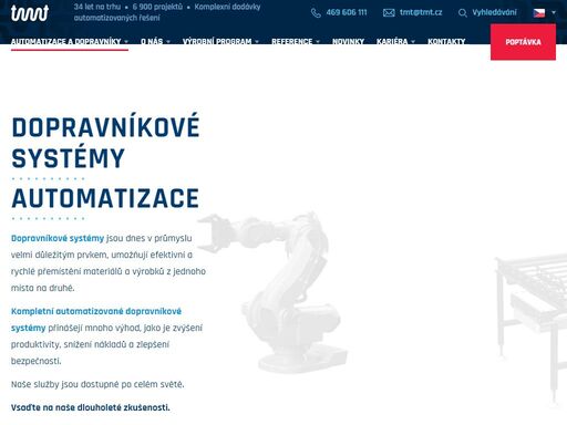 dopravníky, dopravníkové systémy, automatizace, robotizovaná pracoviště, výrobní a montážní linky, skladové technologie pro průmyslová odvětví