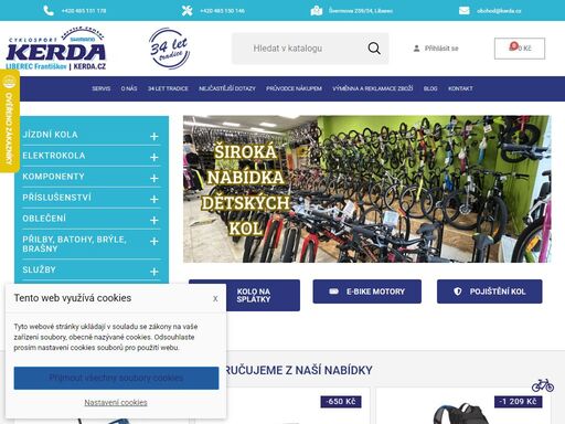 objevte špičková elektrokola a jízdní kola na cyklosport kerda.cz! navštivte náš e-shop nebo prodejnu cyklosport kerda v liberci a vyberte si z široké nabídky kvalitních kol a cyklistických doplňků. experti v oboru, rychlý cykloservis, výhodné ceny.