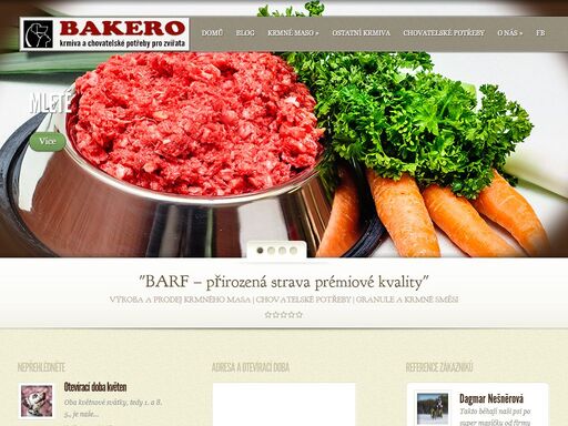 výroba a prodej krmného masa pro zvířata, prodej chovatelských potřeb. barf