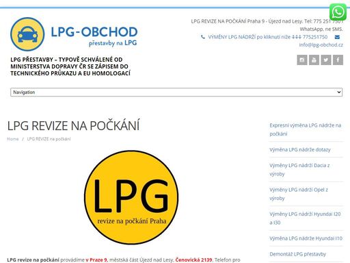 pravidelná revize plynu lpg se provádí na počkání jednou za rok nebo po najetí 20 000 km a stojí 300 kč. tel. pro objednání 775251750.