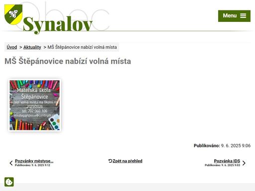 oficiální stránky obce. malebná víska synalov se nachází v okrese brno-venkov v jihomoravském kraji. rozkládá se v hornosvratecké vrchovině, v přírodním parku svratecká hornatina.