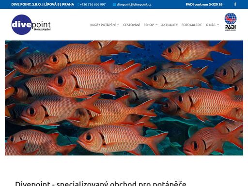 kurzy potápění padi, prodej potápěčského zboží, zkušební ponory, půjčovna a opravna potápěčské výstroje a techniky