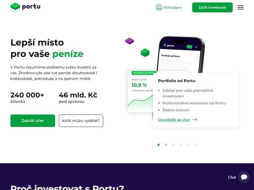 portu je online investiční platforma, umožňující investovat do globálně diverzifikovaných portfolií složených na míru potřebám a cílům každého investora.