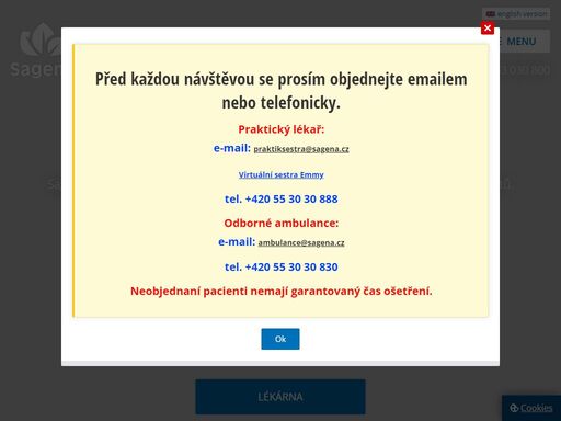 zdravotnické centrum s ambulancemi lékařů, rehabilitací a infúzemi.