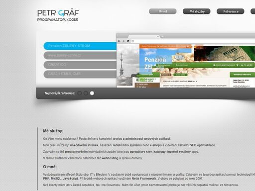 petr graf - kodér a programátor. zabývám se tvorbou všech druhů webové prezentace.