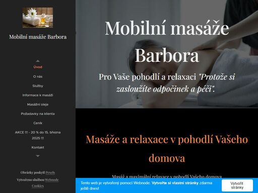 masáže a relaxace v pohodlí vašeho domova