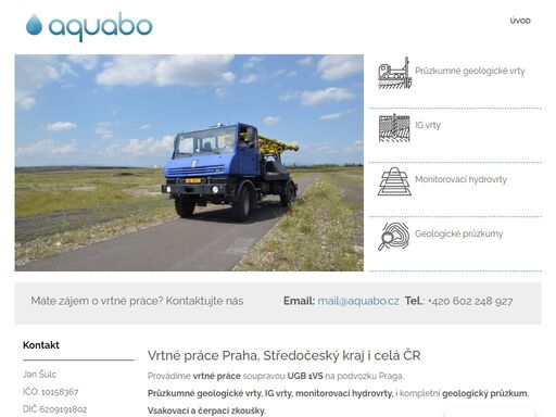 provádíme vrtné práce soupravou ugb 1vs na podvozku praga. průzkumné geologické vrty, ig vrty, monitorovací hydrovrty, i kompletní geologický průzkum.