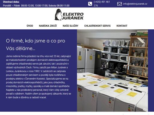 rodinná firma působící na trhu více než 25 let, zabývající se maloobchodním prodejem domácích elektrospotřebičů, zajišťujeme záruční a pozáruční servis chladící techniky v oblasti východních čech.