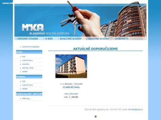 reality blansko, mika, realitka, pozemky, byty, prodej bytů, prodej pozemků, realitní kancelář, polák, miloš, realitní agentura
