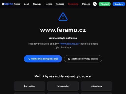 podívejte se na aukci domény www.feramo.cz a zjistíte částku, za kterou si jí můžete kouput v aukci na webu www.daukce.cz.