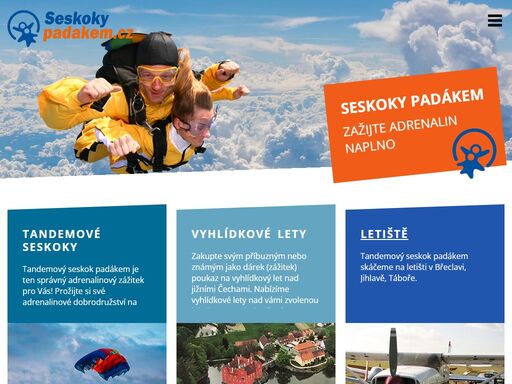 darujte svým přátelům zážitek! seskok padákem nebo tandemový seskok (parašutismus) na vysočině