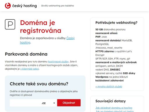 doména je parkována u služby český hosting. vlastník k doméně neobjednal hostingové služby.