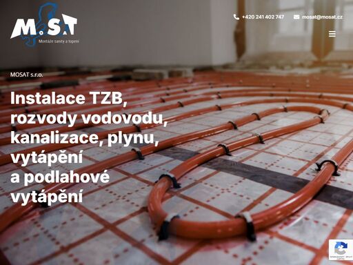 montáže a rozvody vodovodu, kanalizace a dodávka sanity, rozvody plynu, revize, vytápění, dodávka kotlů a radiátorů a montáže kotelen.