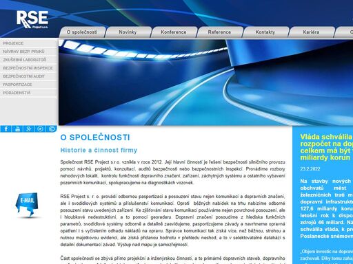 stránky společnosti rse project jejíž hlavní činností je projektování svislého, vodorovného a přechodného dopravního značení.
