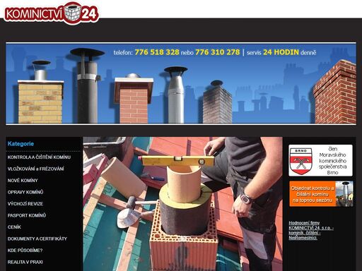 kominictví 24 - váš moderní kominík: čištění a kontrola komínů dle zák.320/2015 sb. a vyhlášky číslo 34/2016sb., oprava komínů, stavba nových komínů, frézování, vložkování, kouřovody, dopojování spotřebičů
