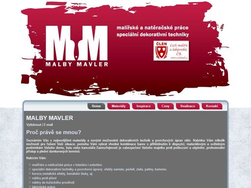 malby mavler - malířské a natěračské práce v interiéru i exteriéru, speciální dekorativní techniky a povrchové úpravy.