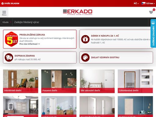 erkado výrobce dveří a zárubní. největší prodejce dveří v čr a sk, nabízíme vysoce kvalitní interiérové a vchodové dveře, protipožární a bezpečnostní dveře. komplexní dodávky - zaměření, výroba, montáž. velkoobchod i maloobchod. největší výběr dveře skladem. e-shop a síť prodejen