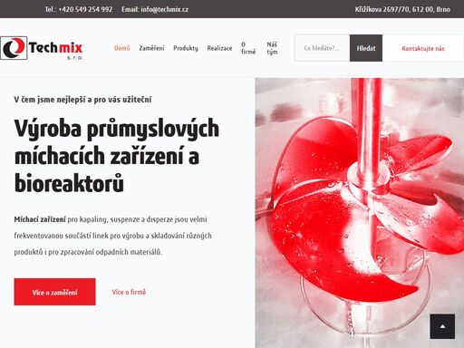 výroba velkoobjemových průmyslových míchacích zařízení pro kapaliny, suspenze a disperze