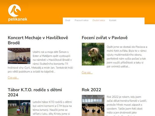 pelikáni z ledče nad sázavou, vytváříme internetové stránky v redakčním systému, jezdíme na výlety.