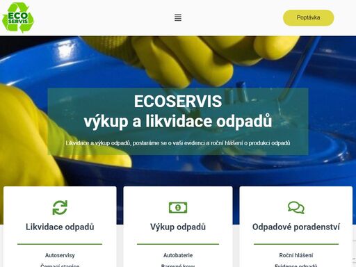 odvoz a ekologická likvidaci nebezpečných odpadů, vedení průběžné evidence odpadů, zpracování ročního hlášení o produkci odpadů. ecoservis - likvidace odpadů
