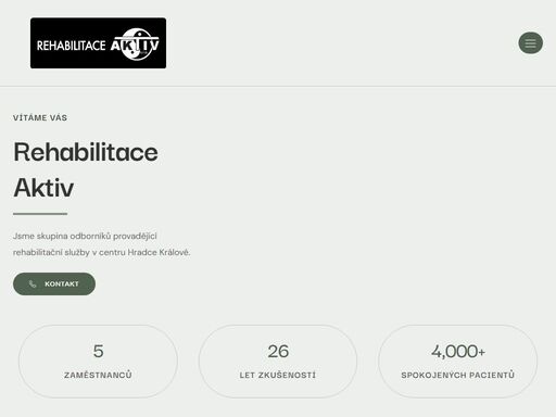 vítáme vás jsme skupina odborníků provadějící rehabilitační služby v centru hradce králové. kontakt zaměstnanců 0 let zkušeností 0 spokojených pacientů 0 +…
