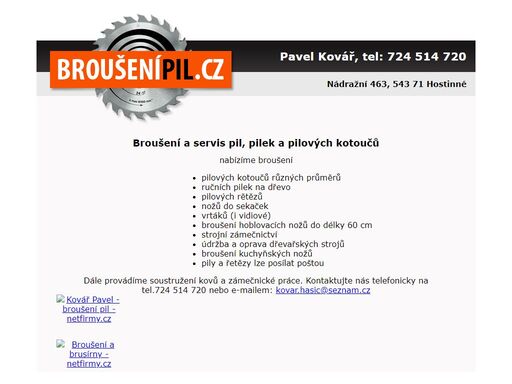 broušení pil, pilek a pilových kotoučů