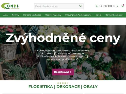 condi s.r.o. - přímý dovozce floristického, dekorační, obalového materiálu (stuhy, dráty, spreje, lepidla, papír, krepový papír, floristické fólie, atd.) a milovaných košů lieblingskorb (košíky, madla, doplňky lieblingskorb), prodeje do velkoobchodních sítí.