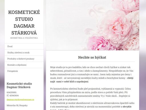 kompletní kosmetické a vizážistické služby, ošetření pleti luxusní kosmetikou pevonia botanica, v centru města benešov