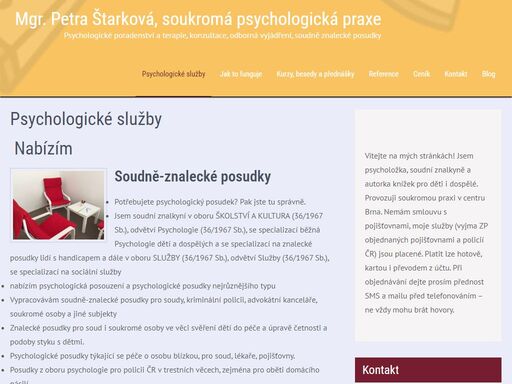 psychologické posudky, odborná vyjádření k soudu, psychologie dětí i dospělých, řešení osobních i vztahových potíží, konzultace soudních sporů.