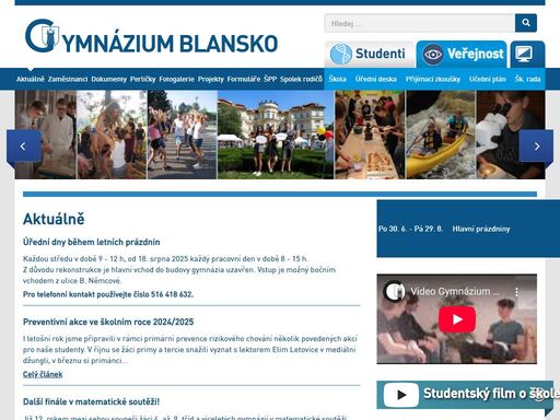gymnázium blansko - oficiální stránky