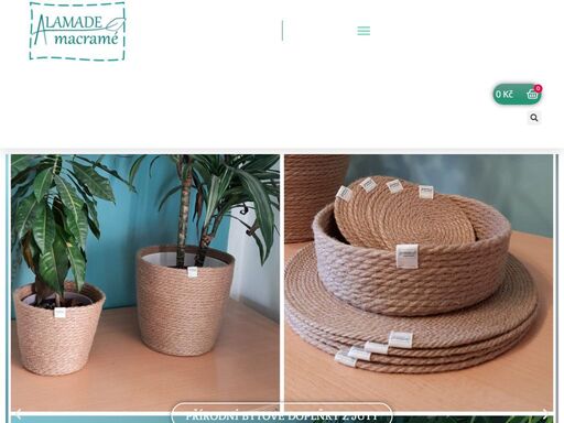 přírodní bytové doplňky: macramé dekorace, háčkované bytové doplňky, doplňky z juty, prostírání, boho dekorace, zakázková výroba