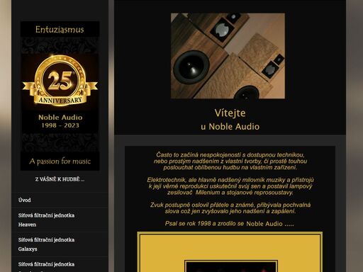 high-end audio, vývoj, výroba, prodej. síťové filtrační jednotky, reprosoustavy, kabely