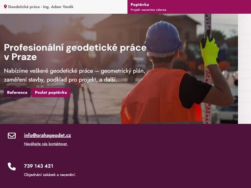 s dlouholetými zkušenostmi v oboru a bohatou praxí poskytujeme špičkové geodetické práce - geometrický plán, pasport stavby. volné termíny na zaměření.