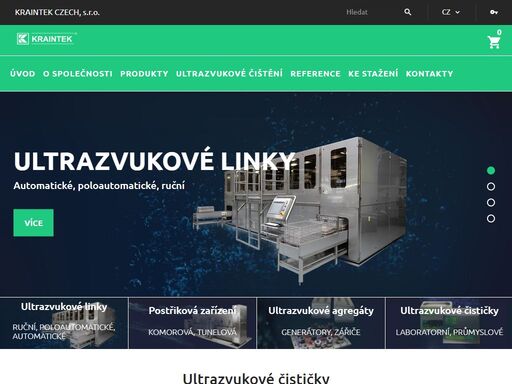 ultrazvukové čističky a linky kraintek pro průmyslové ultrazvukové čištění a odmašťování. ultrazvuková čistička je vhodná do nepřetržitých provozů, laboratoří.