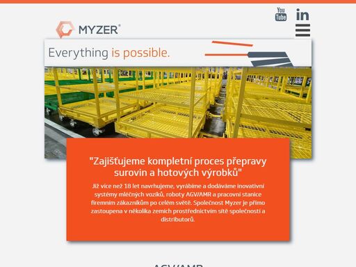 amr/agv
automatizované řízené vozidlo
autonomní mobilní robot
intralogistické systémy
tahače motrec
trubkový systém
lithiové baterie a nabíječky
výrobní a skladové značení
myzer group
