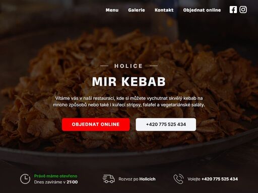 mir kebab zajišťuje rozvoz jídel. rozvoz jídla si můžete objednat online nebo po telefonu.
