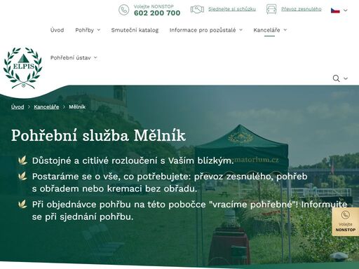 pohřební služba elpis, mělník - postaráme se o citlivé rozloučení s vaším blízkým. kompletní pohřební služby na jednom místě. volejte nonstop 602 200 700.