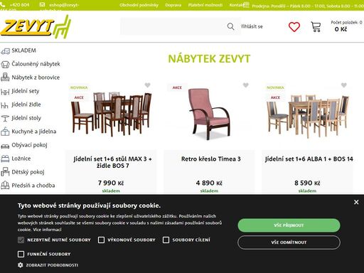 největší prodejce jídelních sestav, židlí a stolů. zboží skladem. nábytek z masivu. křesla a sedací sestavy