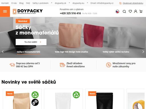 e-shop se sáčky pro různé potravinářské a nepotravinářské produkty. obal má vyprávět příběh. pojďme najít ten váš. dodání do 48 hodin. množstevní slevy.